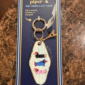 Piper K Gold and Multicolor Dog Charm Keychain